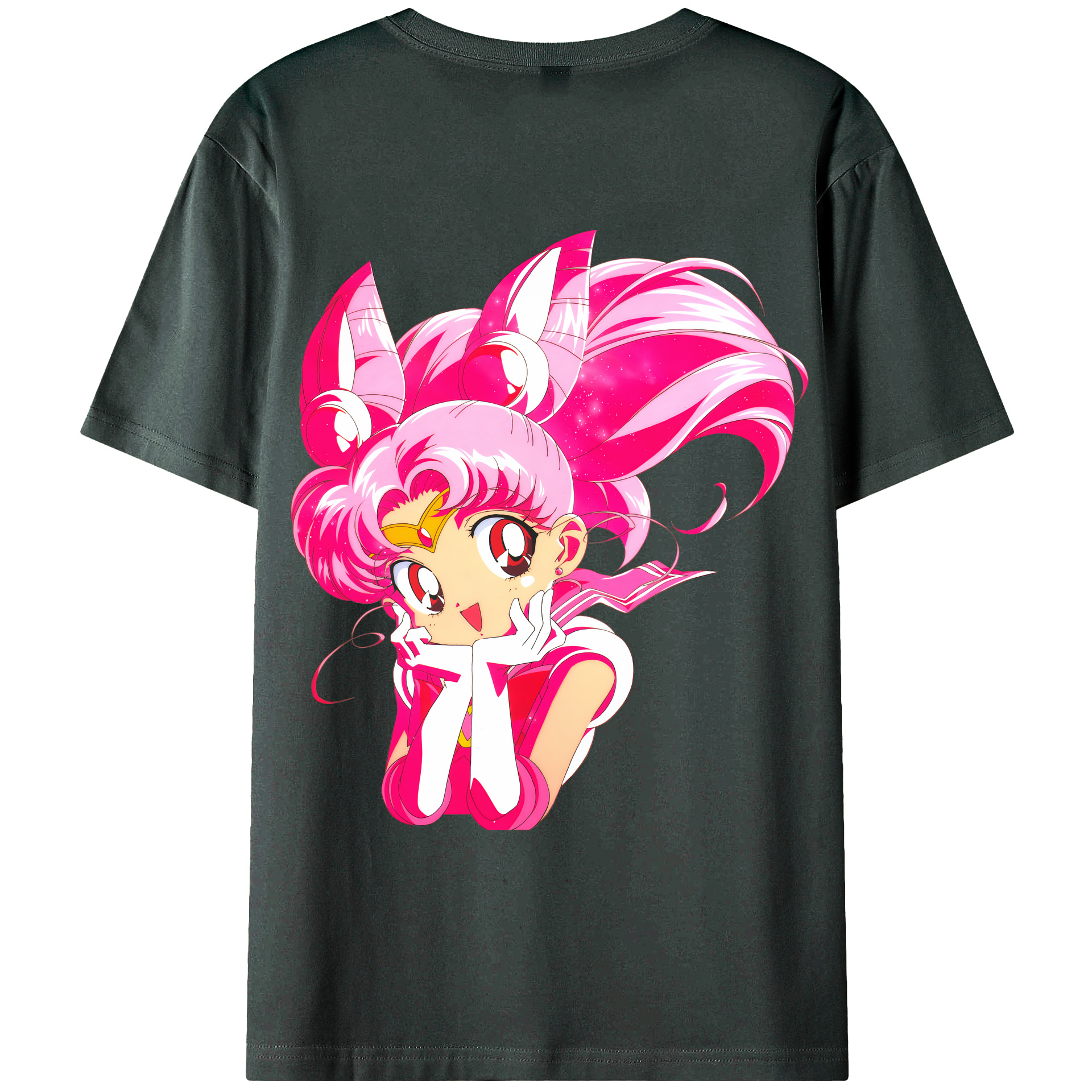 （画像用） 美少女戦士セーラームーン ちびうさ Sailor Moon Chibiusa Tsukino Usagi Small Lady Serenity 綿100％ メンズ半袖Tシャツ（バックプリント） 通気性